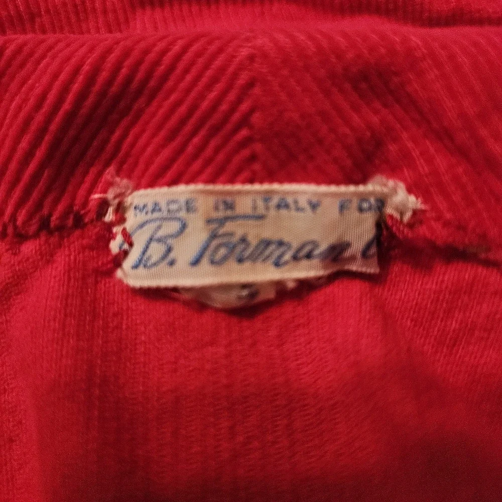 Vintage 60's B.Forman Co. Made In Italy Toddlers‎ Red Corduroy Cover Snowman